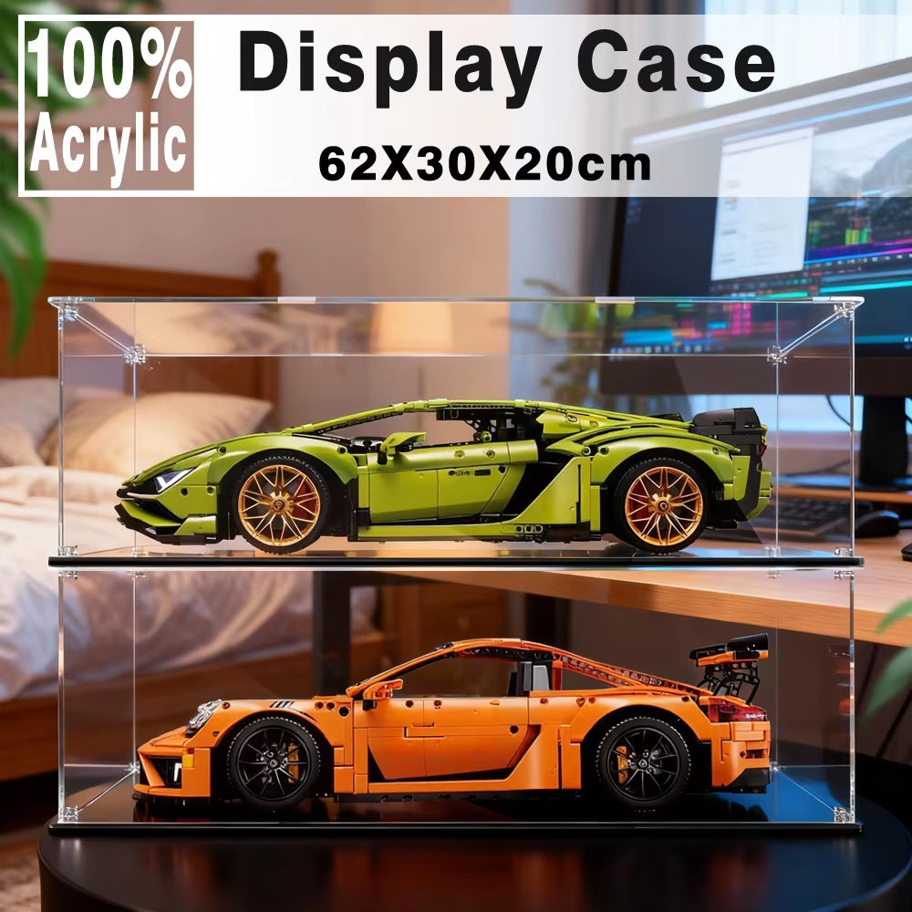 Acrylic Display Box for Lego 42115 Display Case for Lamborghini Building Block Dustproof Clear Model Car Storage Box 62X30X20Cm