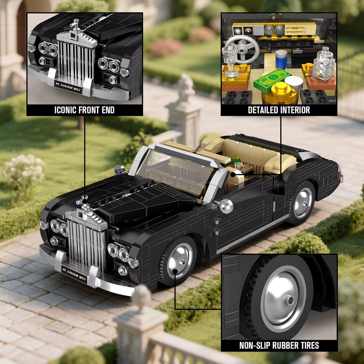 Mould King 10006 Classic Car Building Sets MOC Vintage Luxury Convertible Model Building Blocks Kits Gift for Teens/Adults Toys