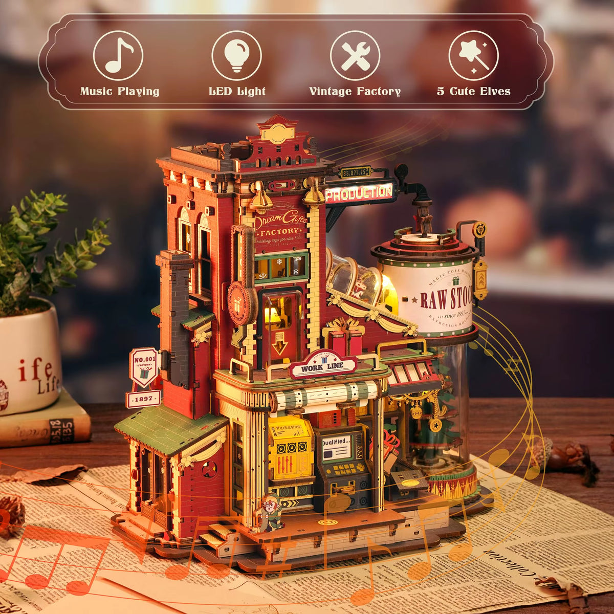 Rokr Dream Gift Factory 3D Wooden Puzzle Music Box Unique Birthday Gift Therapeutic Activity Kit for Teens Adults