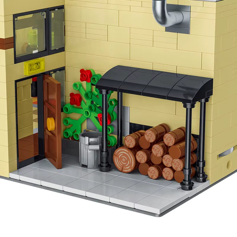 MOC City Street Scene Super Sized European Style Retro Pizza Villa Shop Building Blocks Children'S Puzzle Blcok Toys Gifts