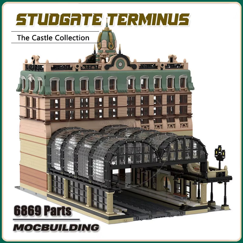 Studgate Terminus MOC Blocks Building Train Terminal Model Station City Architecture Technology Bricks Collection Toy Xmas Gifts