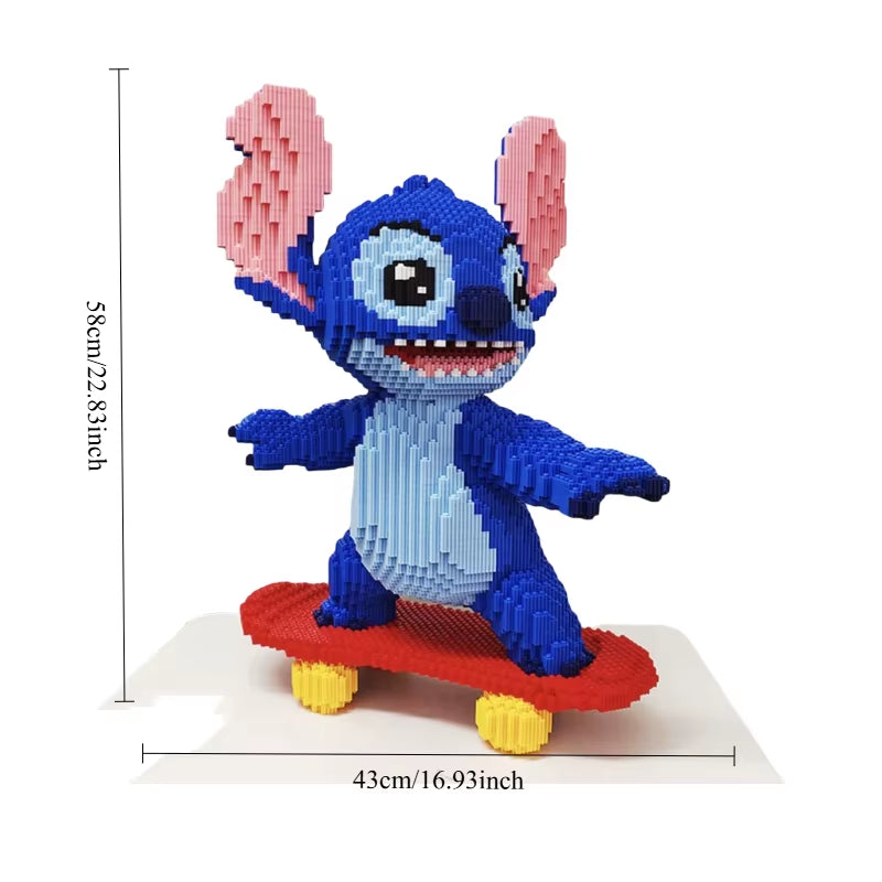 Super Sized 58Cm Skateboard Stitch Block Toy Adult Puzzle Assembly Block Toy Birthday Gift Desktop Ornament Collection