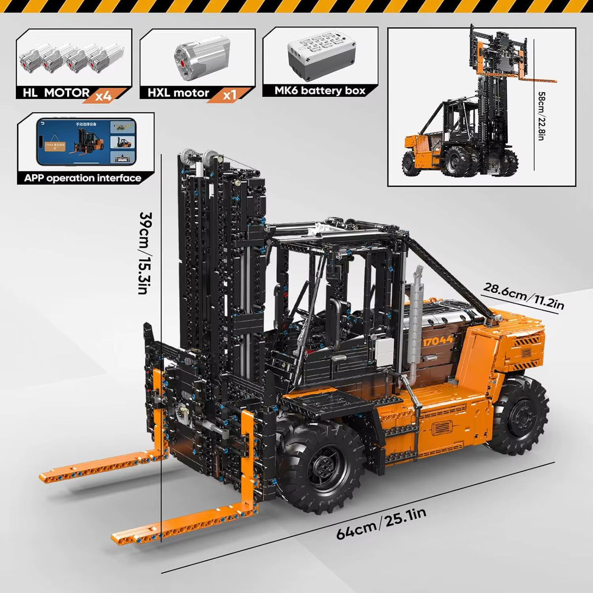 Mould King 17044 Heavy-Duty Forklift Building Blocks Kit - MOC RC Shelf Lifted, 4579 Pieces Gift for Adults & Teens