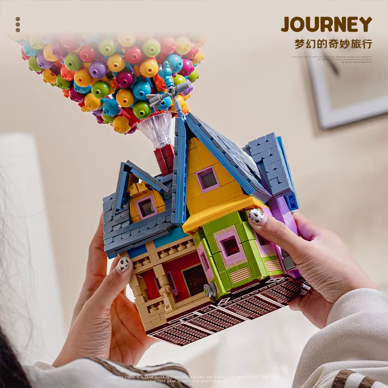 New  Building Blocks Balloon House Flying Tour Assembled Small Particles Street Model Children'S Toys Ornaments Gifts