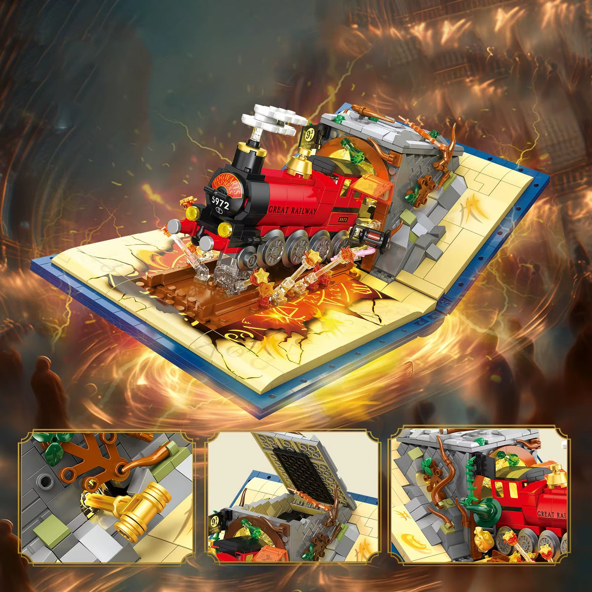 Harry Potter Train Building Blocks MOC Magic World Station Book 3D Model Architecture Mini Bricks Toy for Kid Gift
