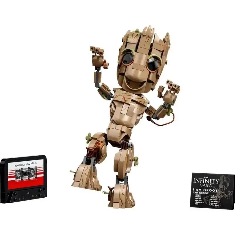 Anime Marvel I Am Groots Guardians League Cartoon Cute Little Tree Man Groot Assembly Model Game Building Blocks Kid Toy Gift