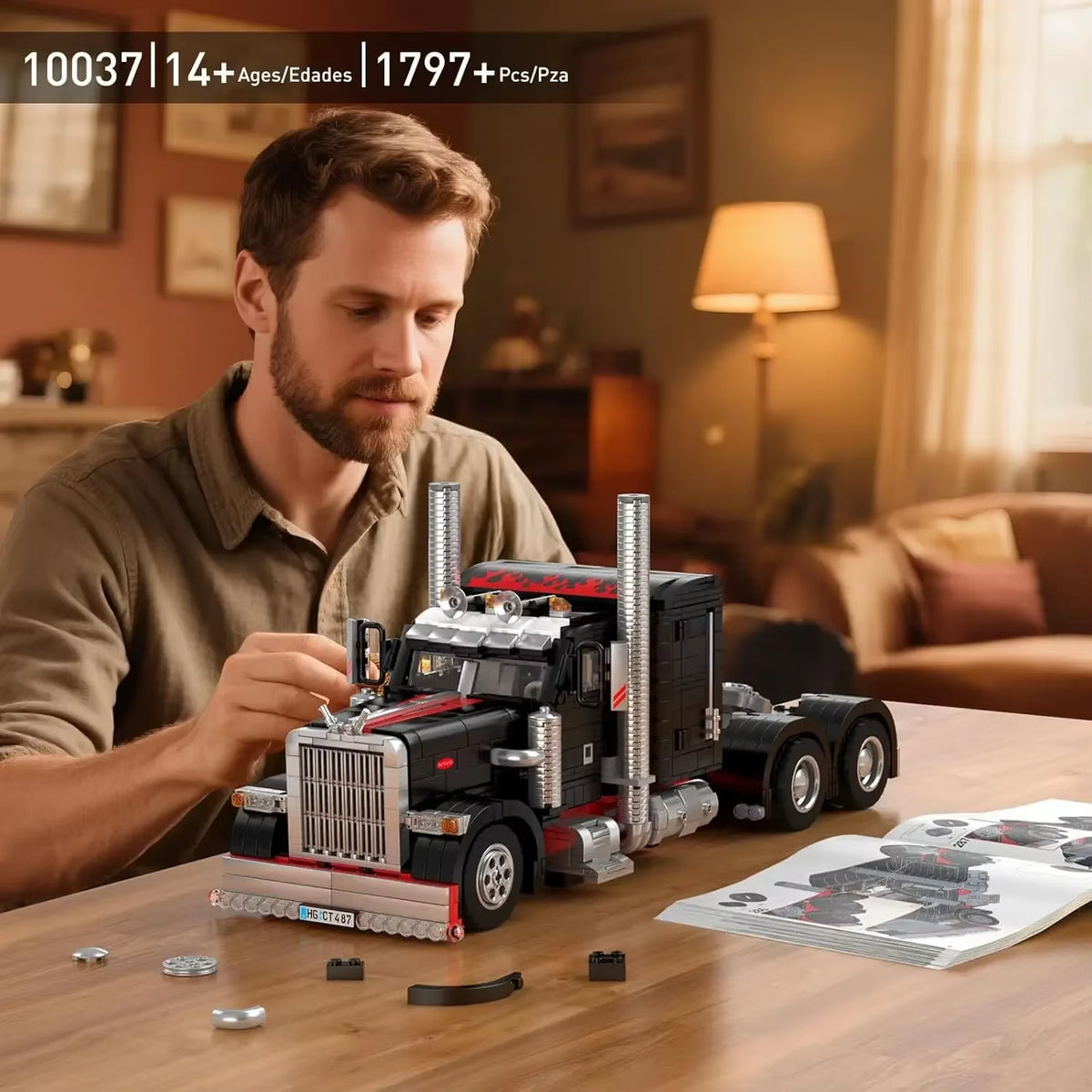 Mould King 10037 the American Truck Building Blocks Assembly Car Brick Set New Technical Car Toys Kids Christmas Gift 1797Pcs