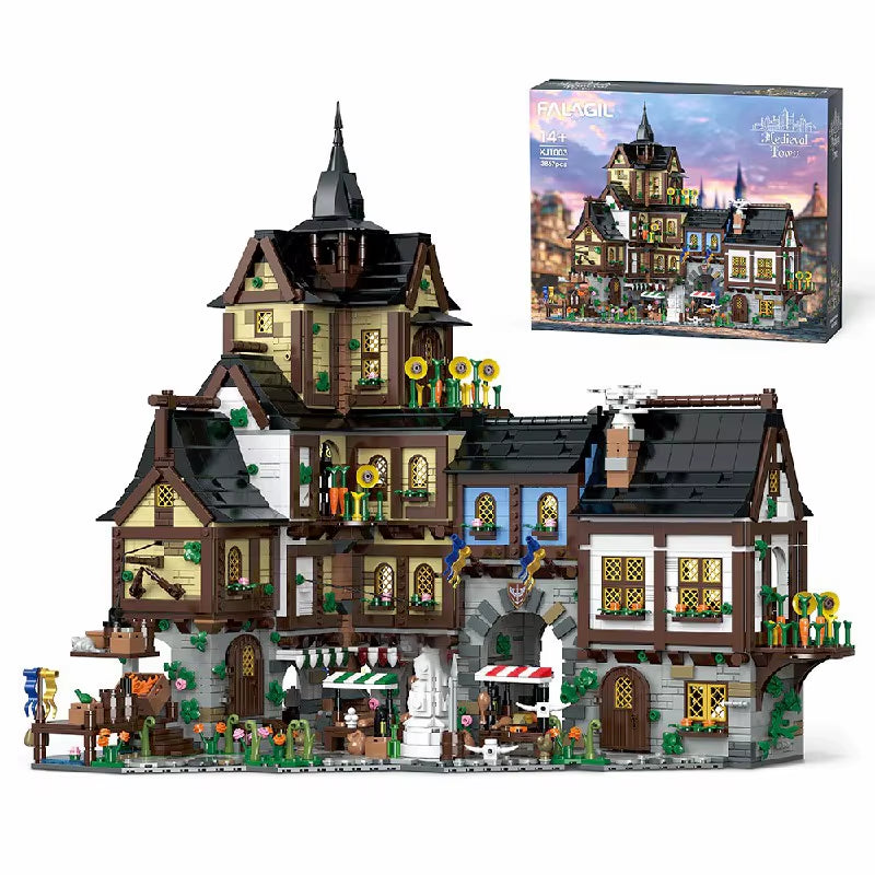 3867PCS MOC Medieval European Towns Building Blocks Street View Architecture Modular Model Assemby Toys Adults Collection Gift