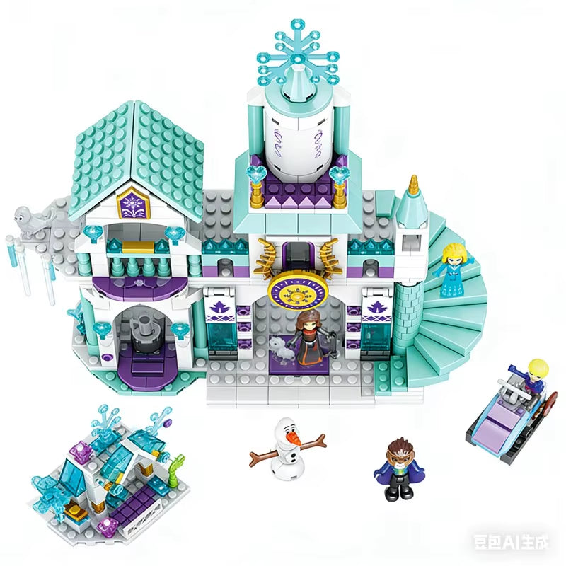Disney Princess Frozen Castle Building Puzzle Blocks for Girls Educational and Fun Building Toys for Children