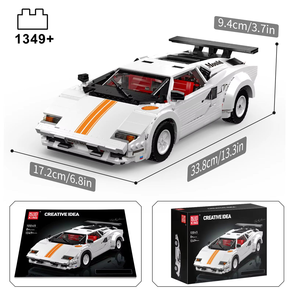 Mould King 10045 Technical Car Toys the MOC-82416 Countach Sport Racing Car Model Building Block Brick Kids Christmas Gifts