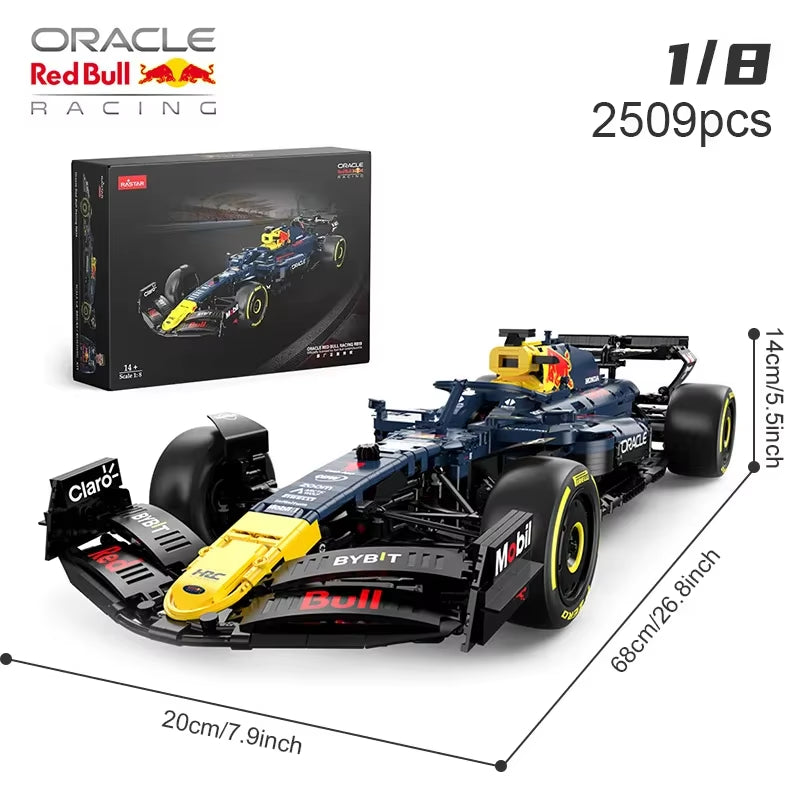 2509PCS 1:8 Technik F1 Redbull RB19 1. Max. Verstappen 11 Perez Racing Formula Bausteine Modell MOC Auto Ziegel Spielzeug