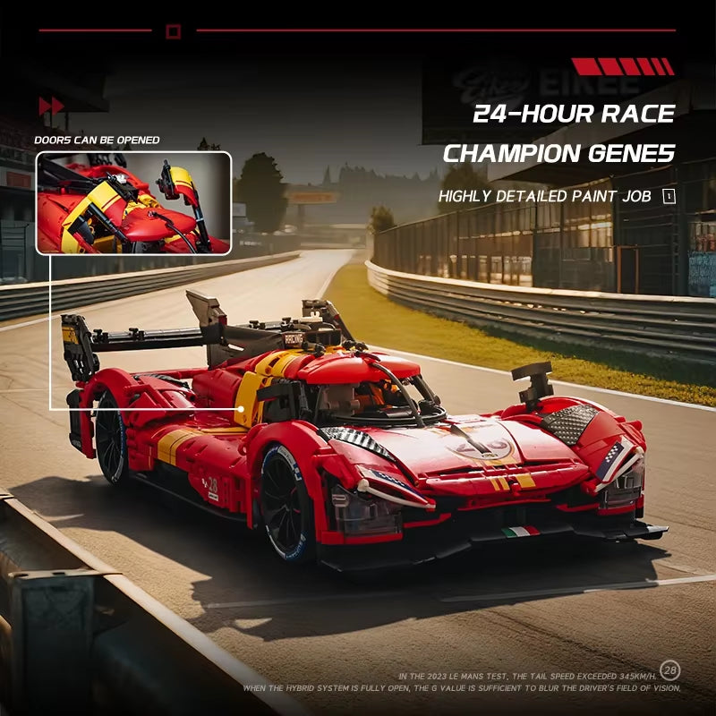 3350PCS 1:8 MOC Configurable RC 499P Racing Supercar Building Block Set -Adult & Children Racing Model Car Toy Collection Gift