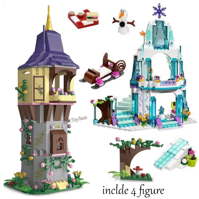 Rapunzel Castle Snow White Castle Puzzle Assembled Building Blocks Children'S Birthday Toy Gift 43187 41156 Frozen