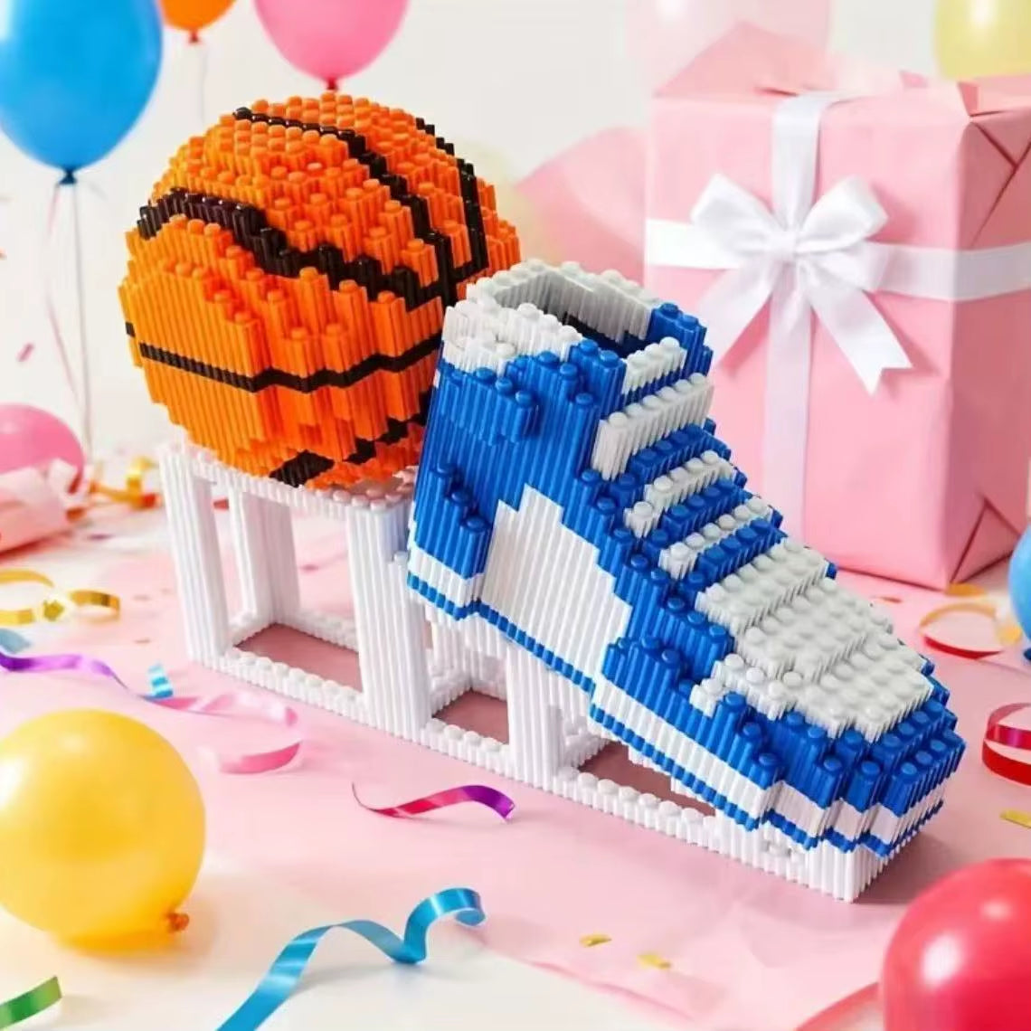 Sports DIY Building Blocks Basketball Sneakers Building Creative Blocks Fidget Toys Ideal Gift for Sports Fans Unique Room Decor