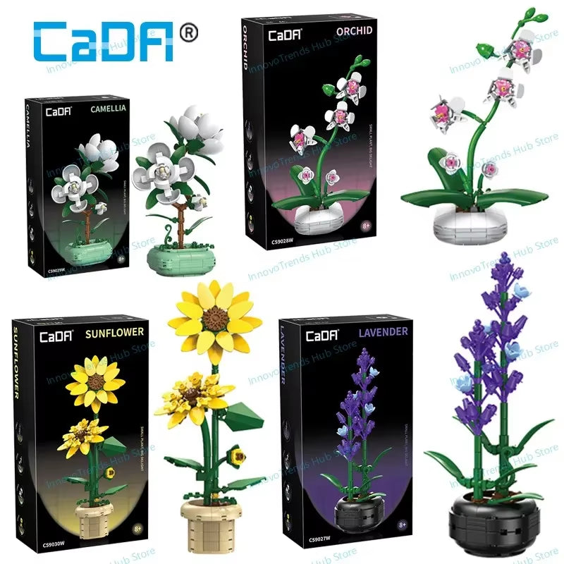 Sunflower Lavender Camellia Bunch of Flowers Building Blocks City Romantic Home Decoration Blossom Orchid Bricks Toys Gift