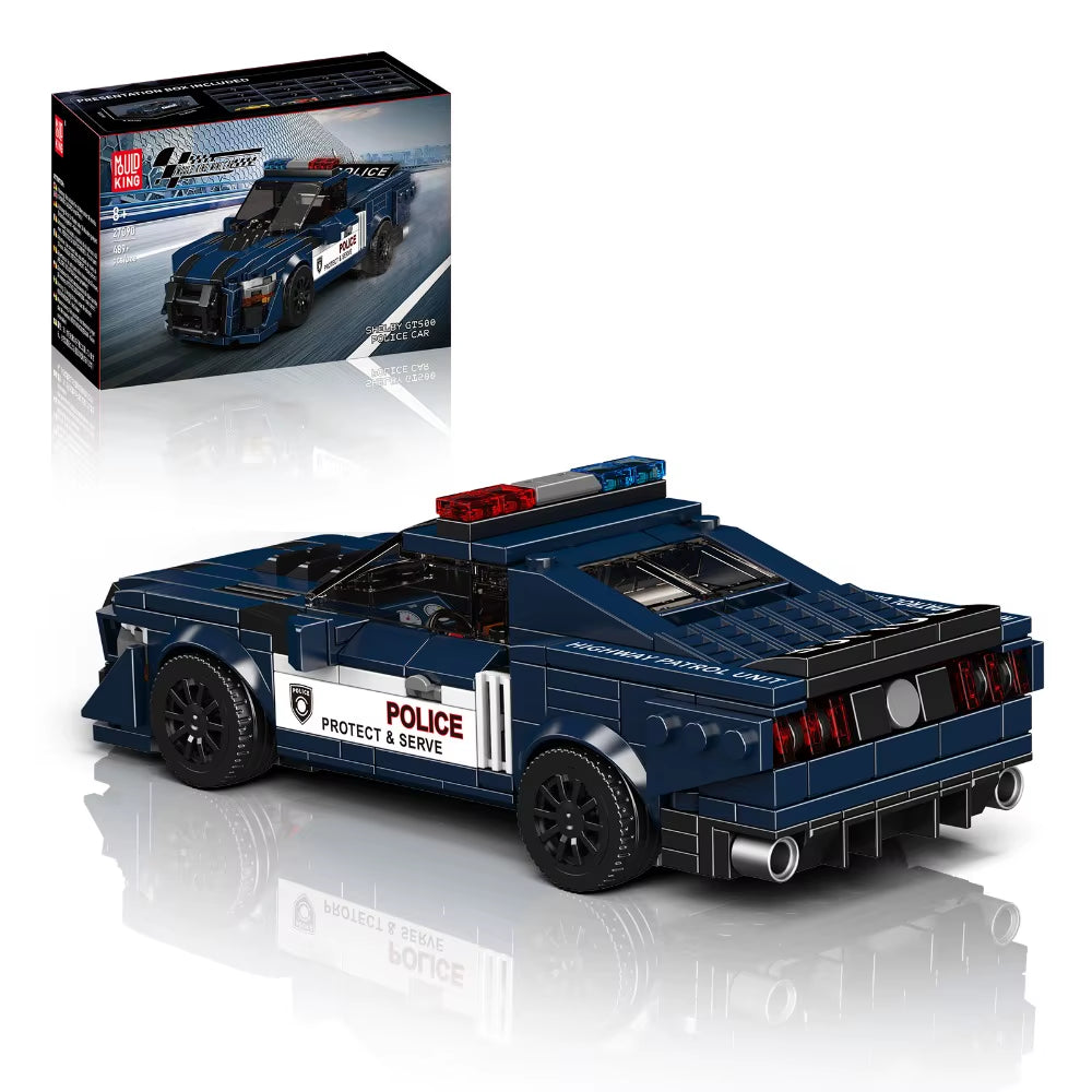 Mould King 27090 City Police Car Technical Racing Car Speed Building Blocks Racer Sports Vehicle Moc Model Educational Brick Toy