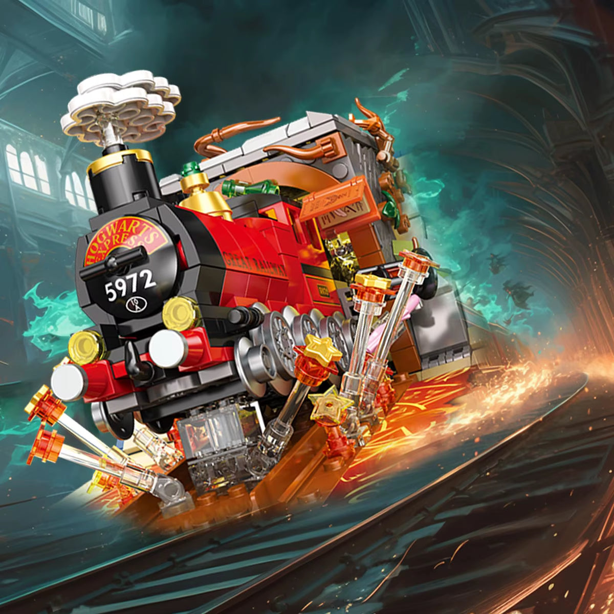 Harry Potter Train Building Blocks MOC Magic World Station Book 3D Model Architecture Mini Bricks Toy for Kid Gift
