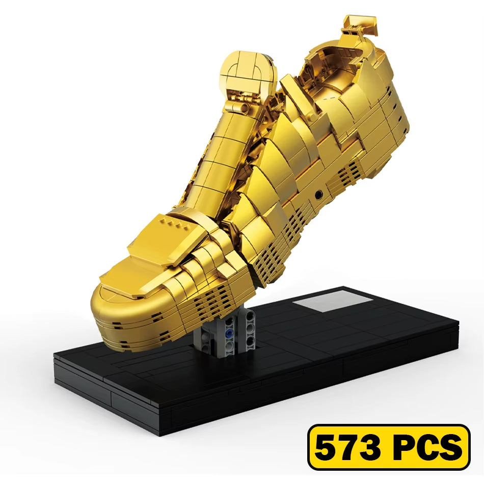 MOC European Football Golden Boot Trophy Building Blocks Soccer Champion Cup Shoe Model Ornament Bricks Toys Kids Adults Gifts