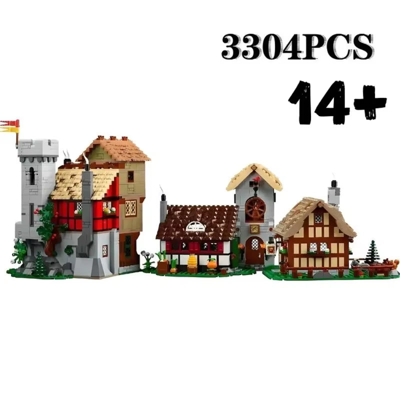 3304PCS Medieval Town Square Building Blocks Home Decor European Architecture Creative Kids Adults Toys Gifts