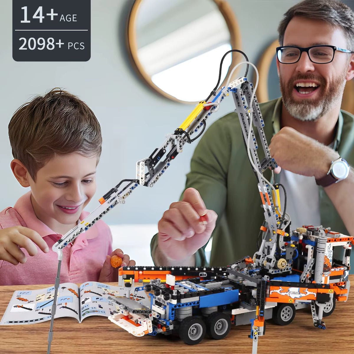 Mould King 19014 Technical Car Toys the MOC-89879 Pneumatic Concrete Pump Truck Model Building Block Brick Kids Christmas Gifts
