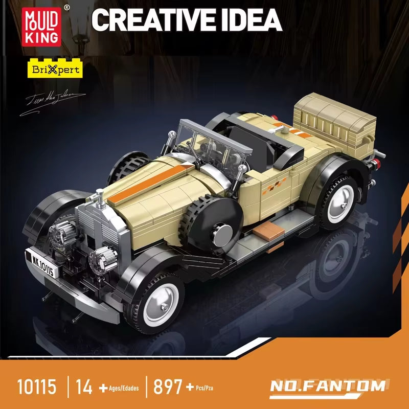 Mould King DIY 10115 Technical Car Toys the Phantom Vintage Car Building Block Assembly Old Time Car Universal for Boys and Girl