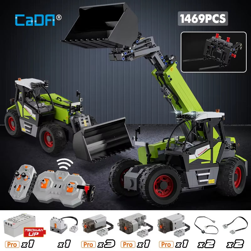 Cada 1469Pcs City Remote Control Engineering Vehicle DIY Model Building Blocks RC Truck Car Bricks Toys for Children