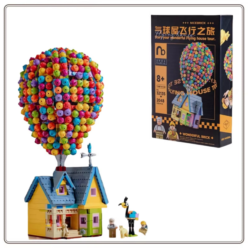New  Building Blocks Balloon House Flying Tour Assembled Small Particles Street Model Children'S Toys Ornaments Gifts