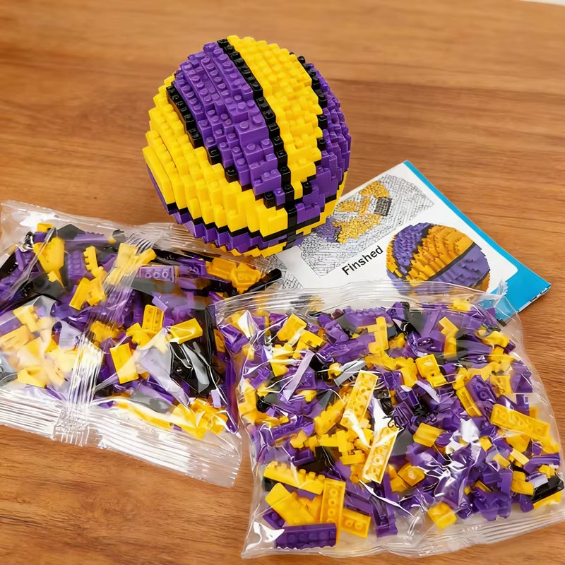 Micro Building Blocks 3D Basketball Football Puzzle Model Decor Ball with Hidden Creative Toy Mini Stacking Brick Kid Adult Gift