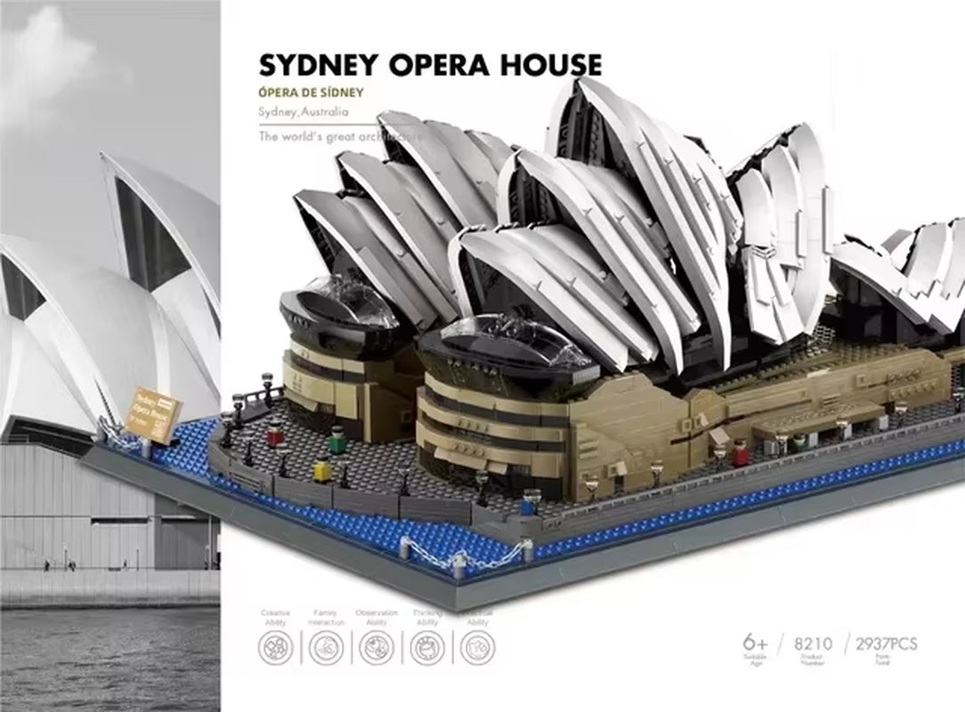 MOC World Famous Architecture Edifice Opera House Building Blocks Villa Savoye Bridge Tower Toy Children Birthday Christmas Gift