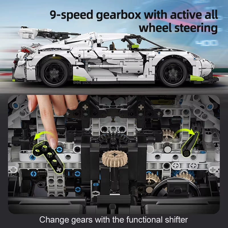 4346PCS 1:8 Supercar City Racing Car Hypercar Building Blocks Sportscar Racing Vehicle Bricks Toys Children Kids Gifts