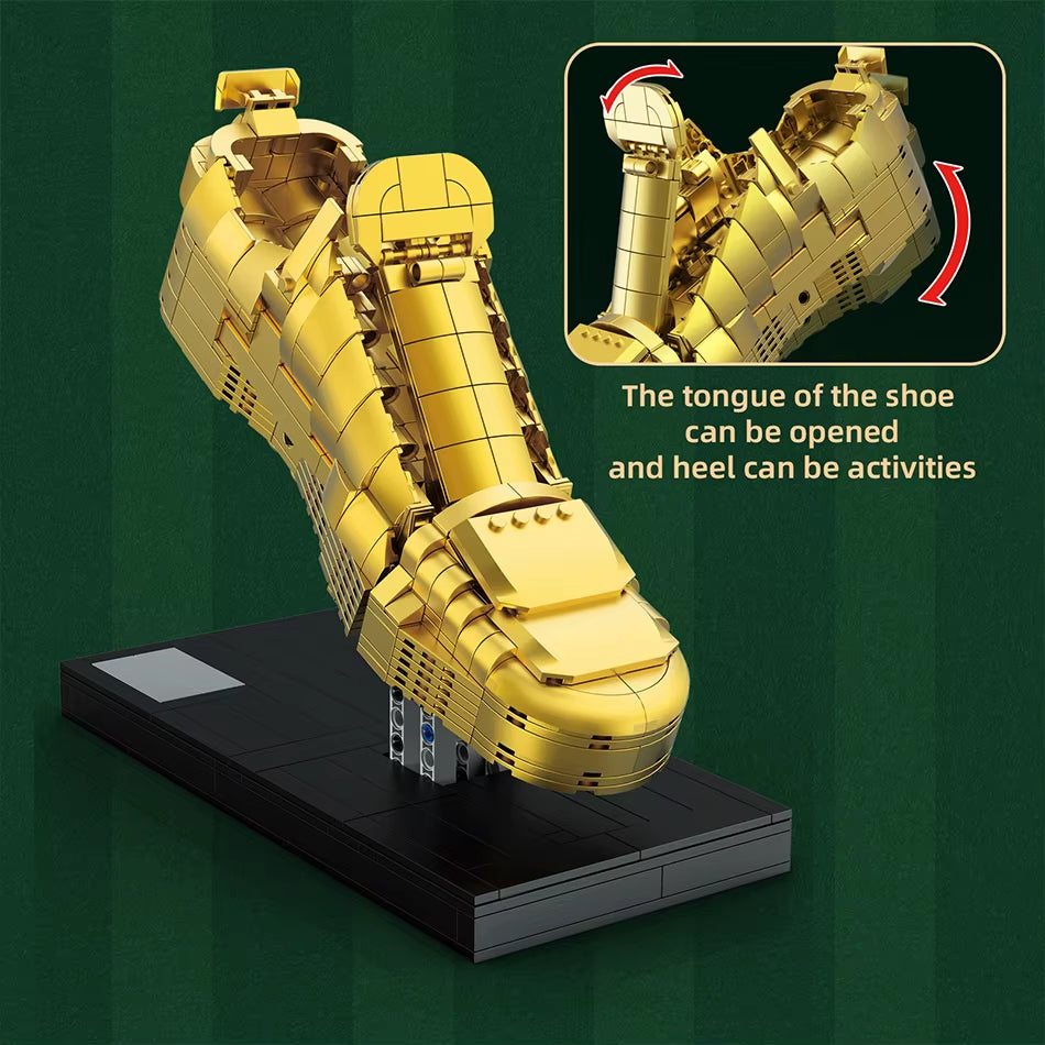 MOC European Football Golden Boot Trophy Building Blocks Soccer Champion Cup Shoe Model Ornament Bricks Toys Kids Adults Gifts