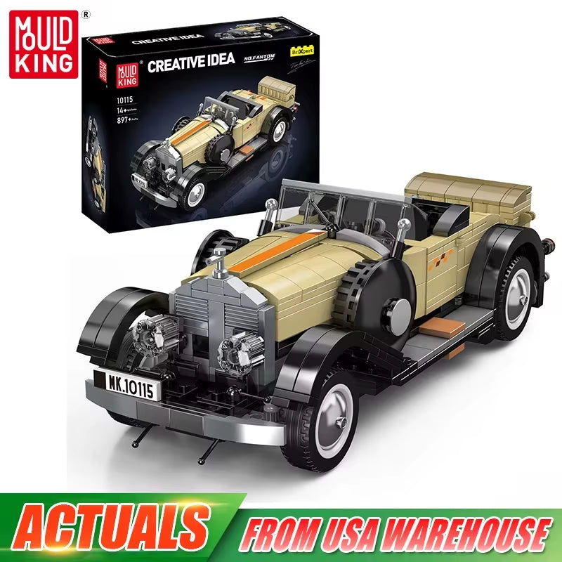 Mould King DIY 10115 Technical Car Toys the Phantom Vintage Car Building Block Assembly Old Time Car Universal for Boys and Girl
