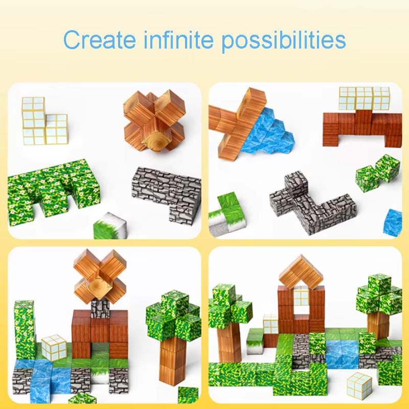 10-500PCS Magnetic Building Blocks Magnet Set Bricks Mini World STEM Construction DIY Educational Toys for Kids Birthday Gifts