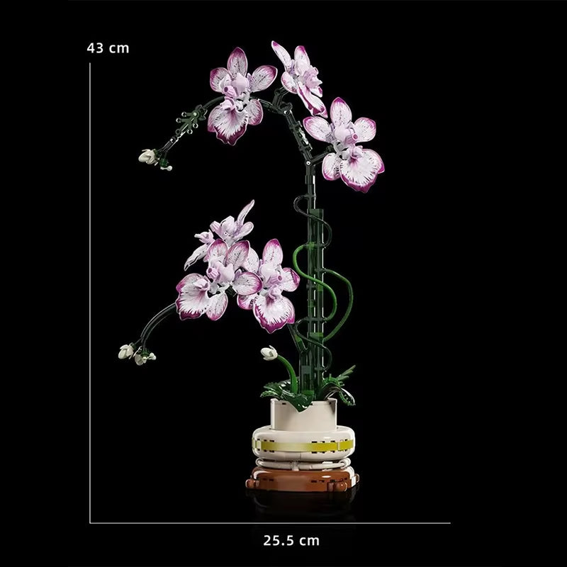 Creative Orchid Bouquet Potted Building Blocks Immortal Flower Home Desk Plant Decoration Assemble Bricks Toy Gift for Kid Girls