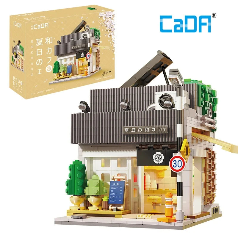 LED City Japanese Street View Bricks Shop LED Japanese Steamed Bun House Architecture Building Blocks Summer Cafe Toys