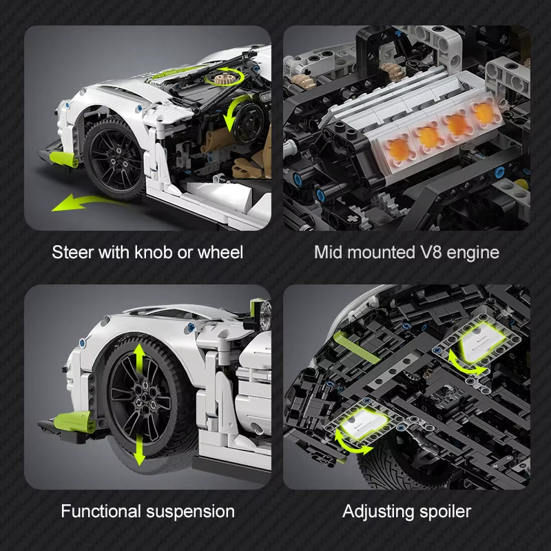 1:8 MOC 4346PCS Supercar City Racing Car Hypercar Building Blocks Sportscar Racing Vehicle Bricks Toys Children Kids Gifts