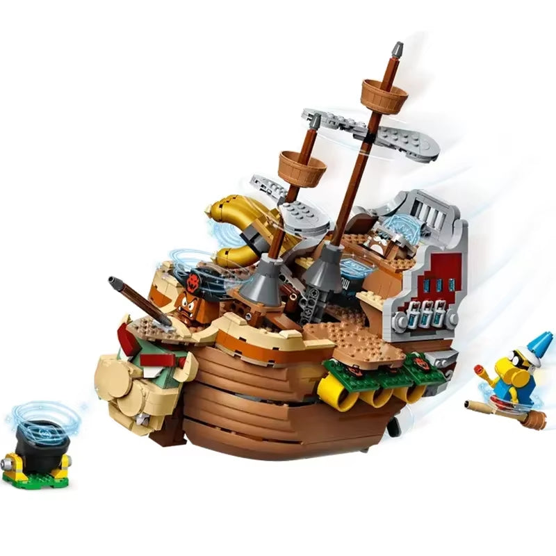 Compatible MOC Sets Super Bros. Game Series 71391 Bowser Spaceship Model Marioed Building Blocks Children'S Toys Assembling Gift