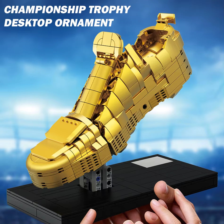 MOC European Football Golden Boot Trophy Building Blocks Soccer Champion Cup Shoe Model Ornament Bricks Toys Kids Adults Gifts