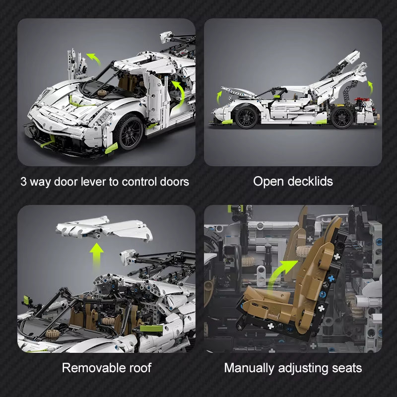 1:8 MOC 4346PCS Supercar City Racing Car Hypercar Building Blocks Sportscar Racing Vehicle Bricks Toys Children Kids Gifts