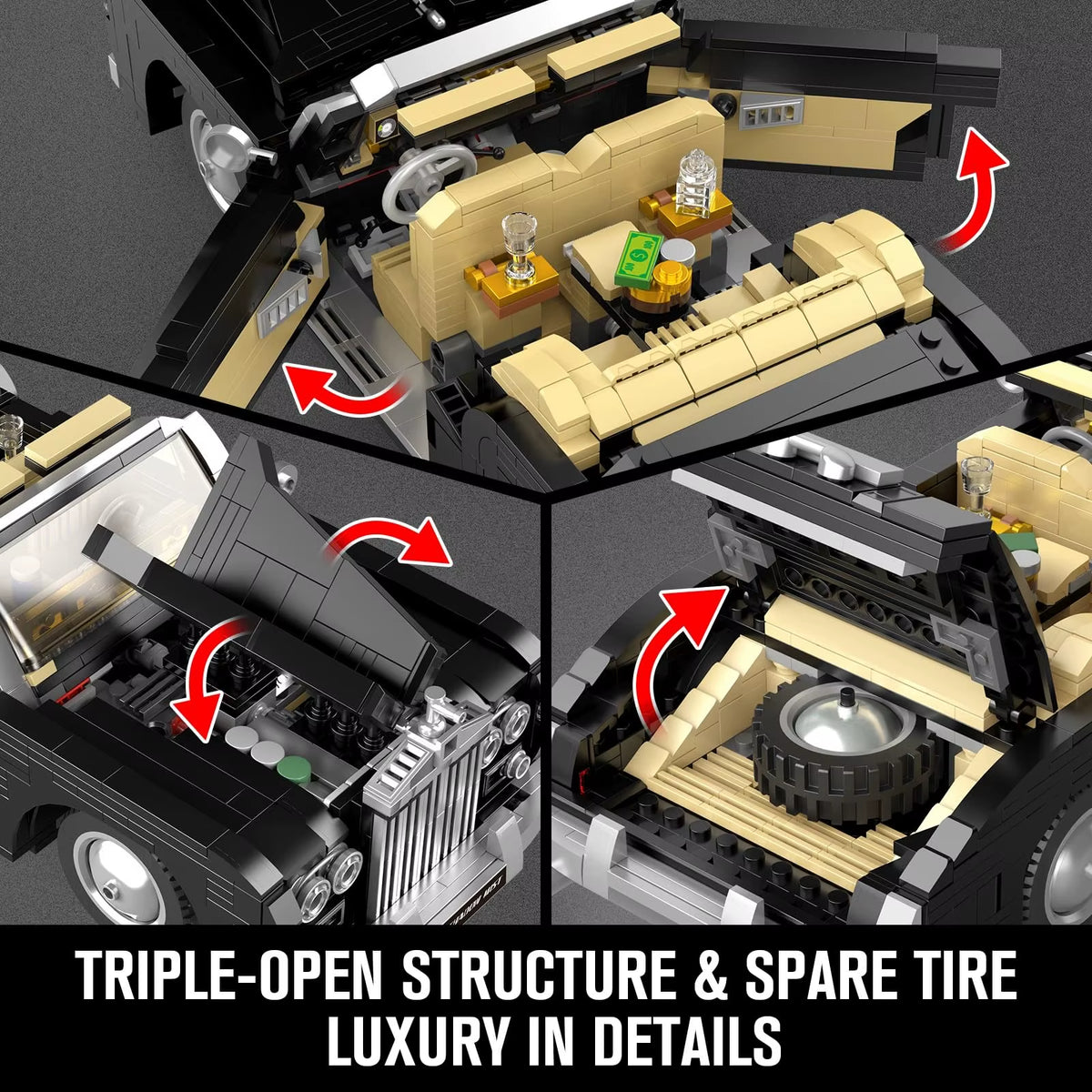 Mould King 10006 Classic Car Building Sets MOC Vintage Luxury Convertible Model Building Blocks Kits Gift for Teens/Adults Toys