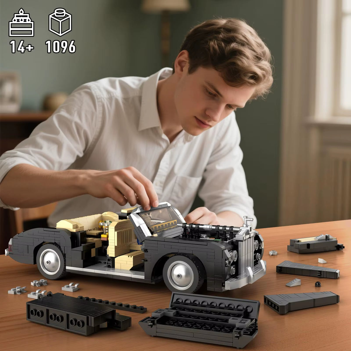 Mould King 10006 Classic Car Building Sets MOC Vintage Luxury Convertible Model Building Blocks Kits Gift for Teens/Adults Toys