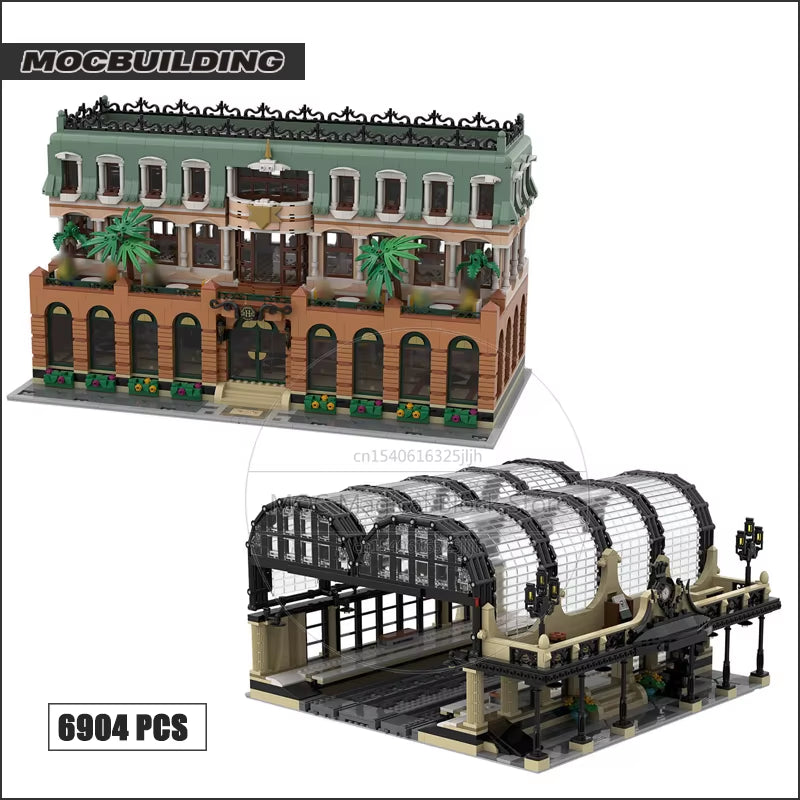 Studgate Terminus MOC Blocks Building Train Terminal Model Station City Architecture Technology Bricks Collection Toy Xmas Gifts