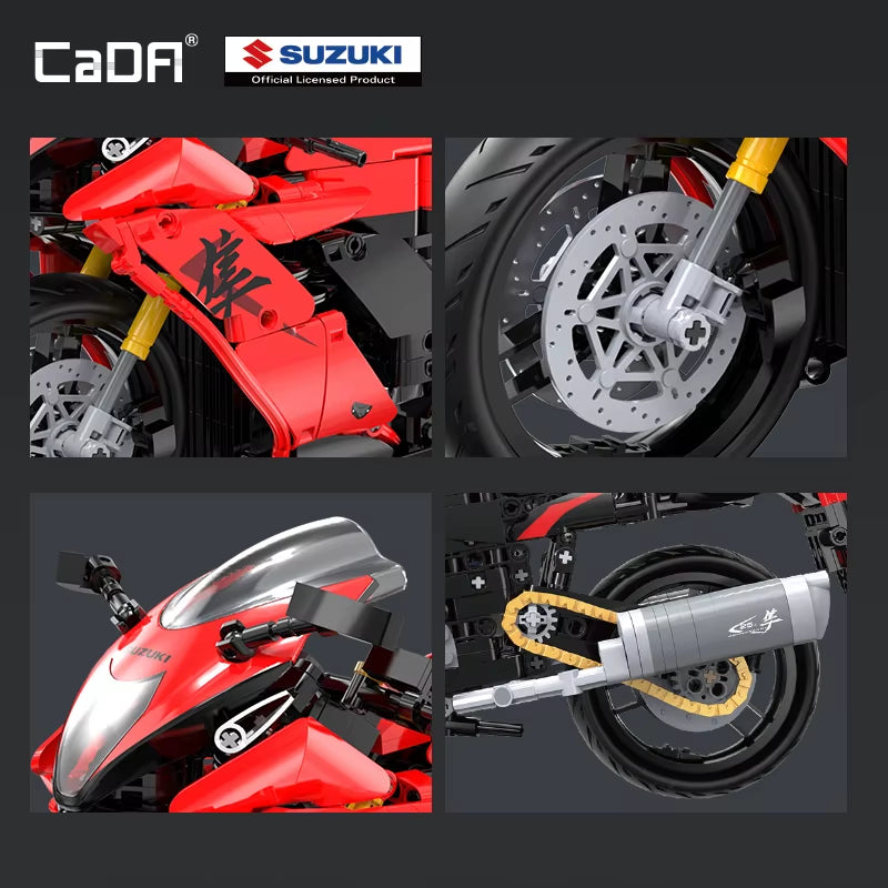 1043PCS  1:6 Scale Replica "Suzuki Hayabusa" 25Th Anniversary Commemorative Edition Building Block Set