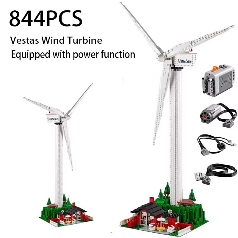 844PCS Creative Series Vestas Wind Turbine Building Blocks Electric Windmill Generator Model 10268 Bricks Toys for Boy Kids Gift