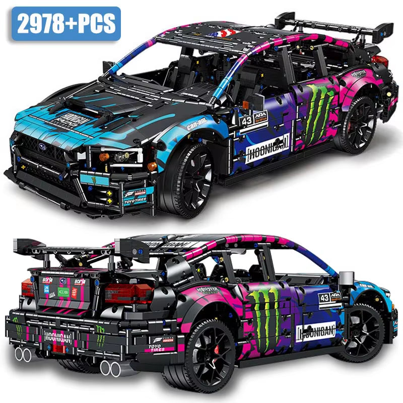 City Technical 2978Pcs Subaruced Racing Car Model Building Blocks Black Assembly Supercar DIY Bricks Toys for Children Gifts