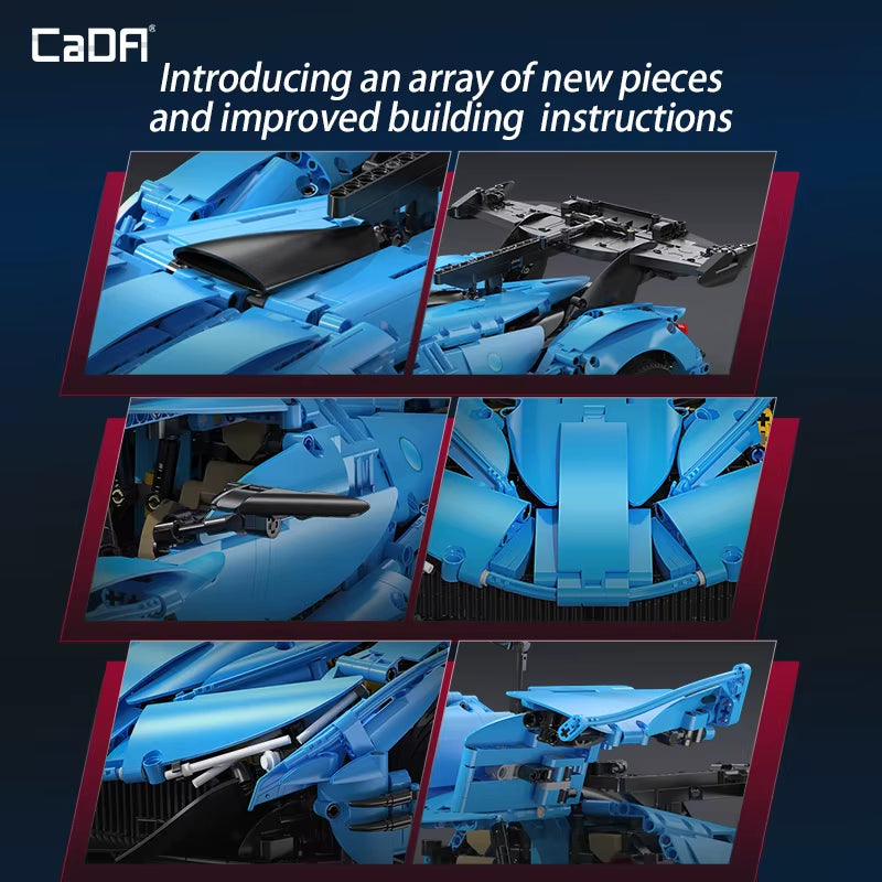 3865PCS 1:8 City Blue Racing Car V12 Hypercar Model Building Blocks Famous Supercar Sports Vehicle Bricks Toys Gifts