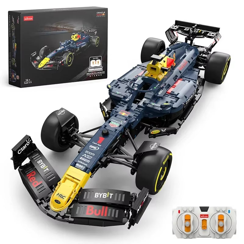 2509PCS 1:8 Technik F1 Redbull RB19 1. Max. Verstappen 11 Perez Racing Formula Bausteine Modell MOC Auto Ziegel Spielzeug