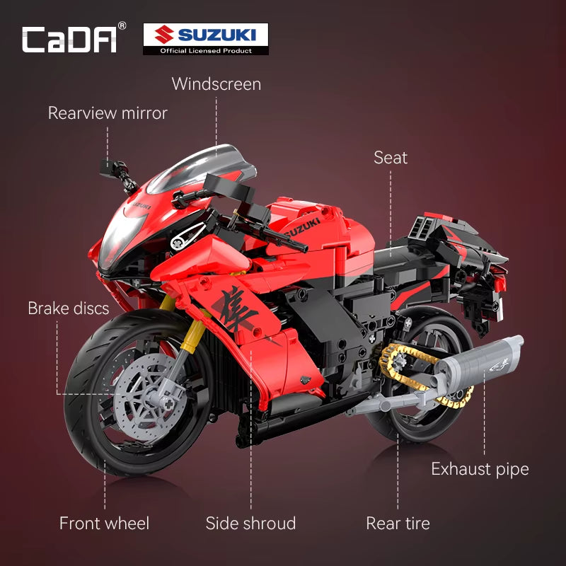 1043PCS  1:6 Scale Replica "Suzuki Hayabusa" 25Th Anniversary Commemorative Edition Building Block Set