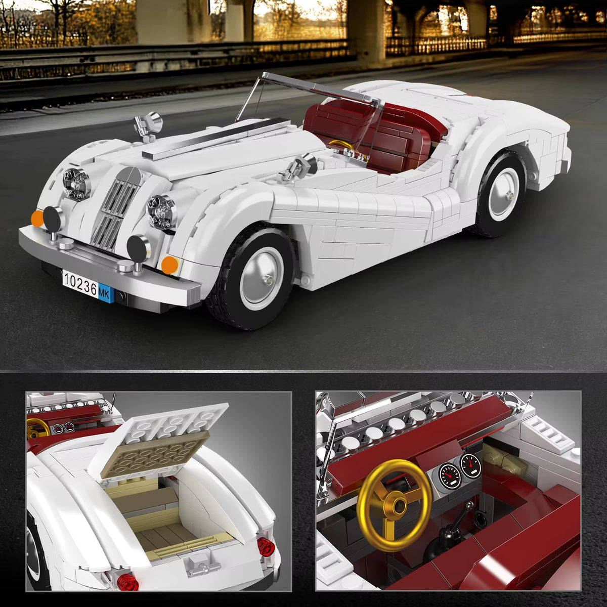 Mould King 10236 Technical Car Toys the XK140 Vintage Car Building Block Assembly Oldtime Car Model Brick Kids Christmas Gift