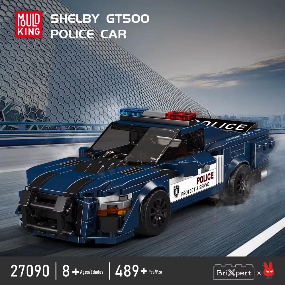 Mould King 27090 City Police Car Technical Racing Car Speed Building Blocks Racer Sports Vehicle Moc Model Educational Brick Toy